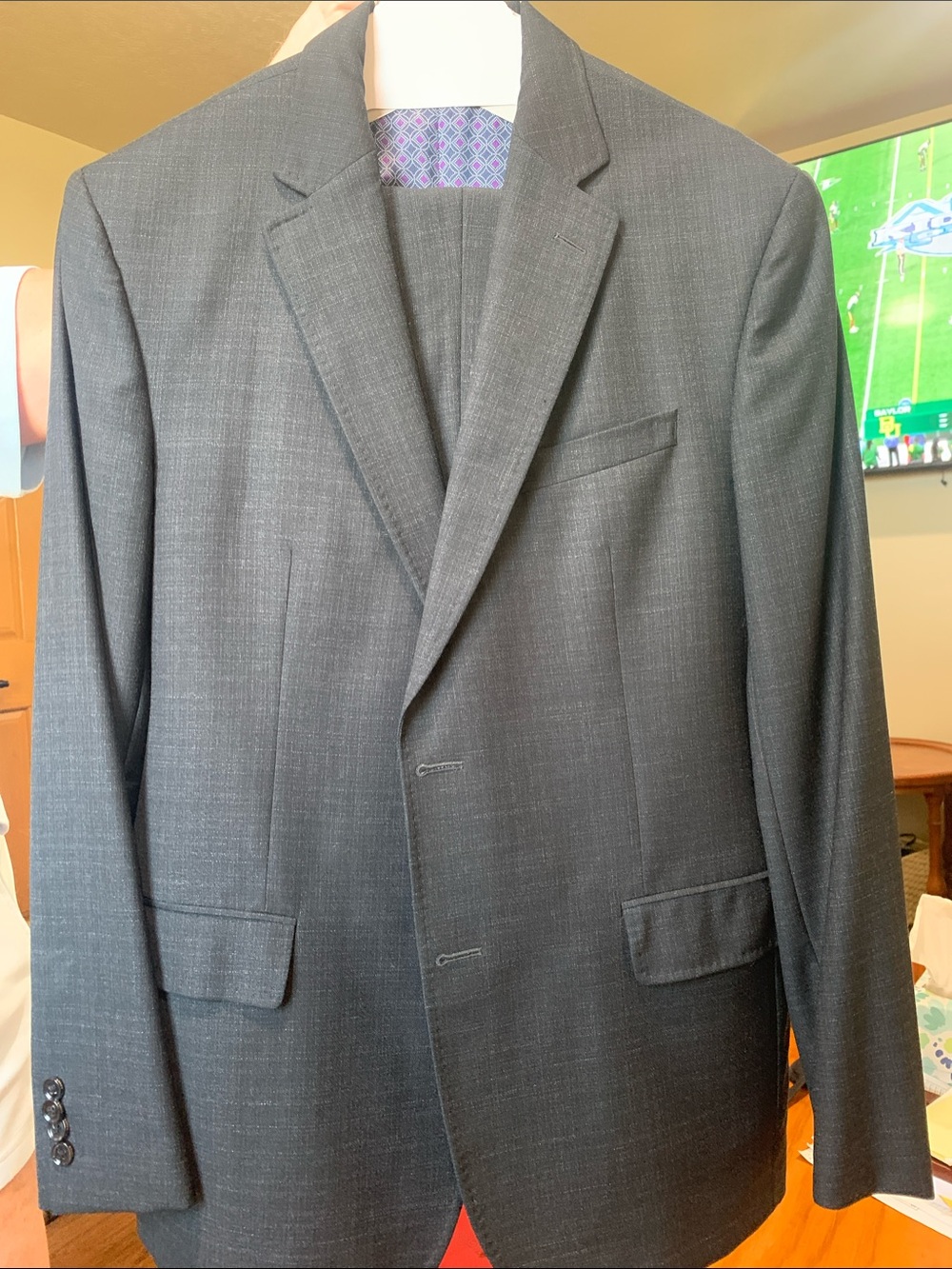 Men's Classic Charcoal Gray Two-Button Blazer Suit